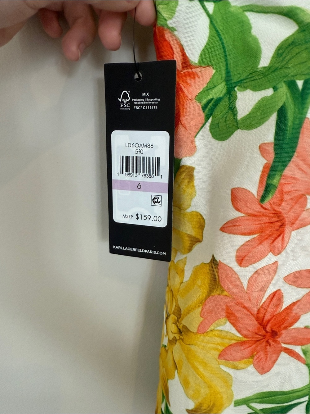 Karl Lagerfeld Floral Halter Summer Dress in White, Yellow, Pink, Green - Picture 2 of 3